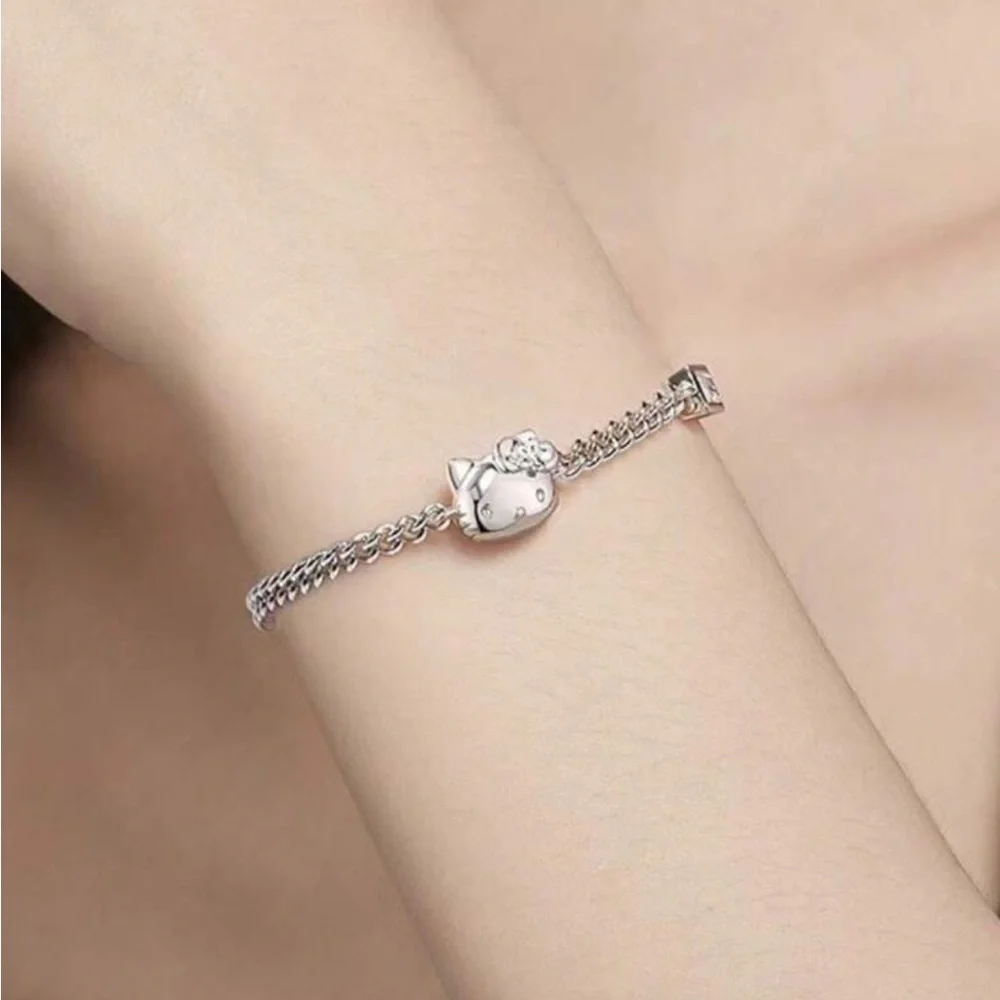 Silver Cat Charm Bracelet